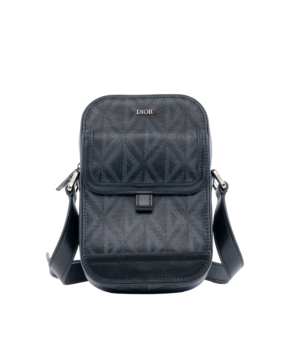 BA253956 DIOR HIT THE ROAD VERTICAL POUCH MINI BLACK CANVAS SHW 15 BO 0222