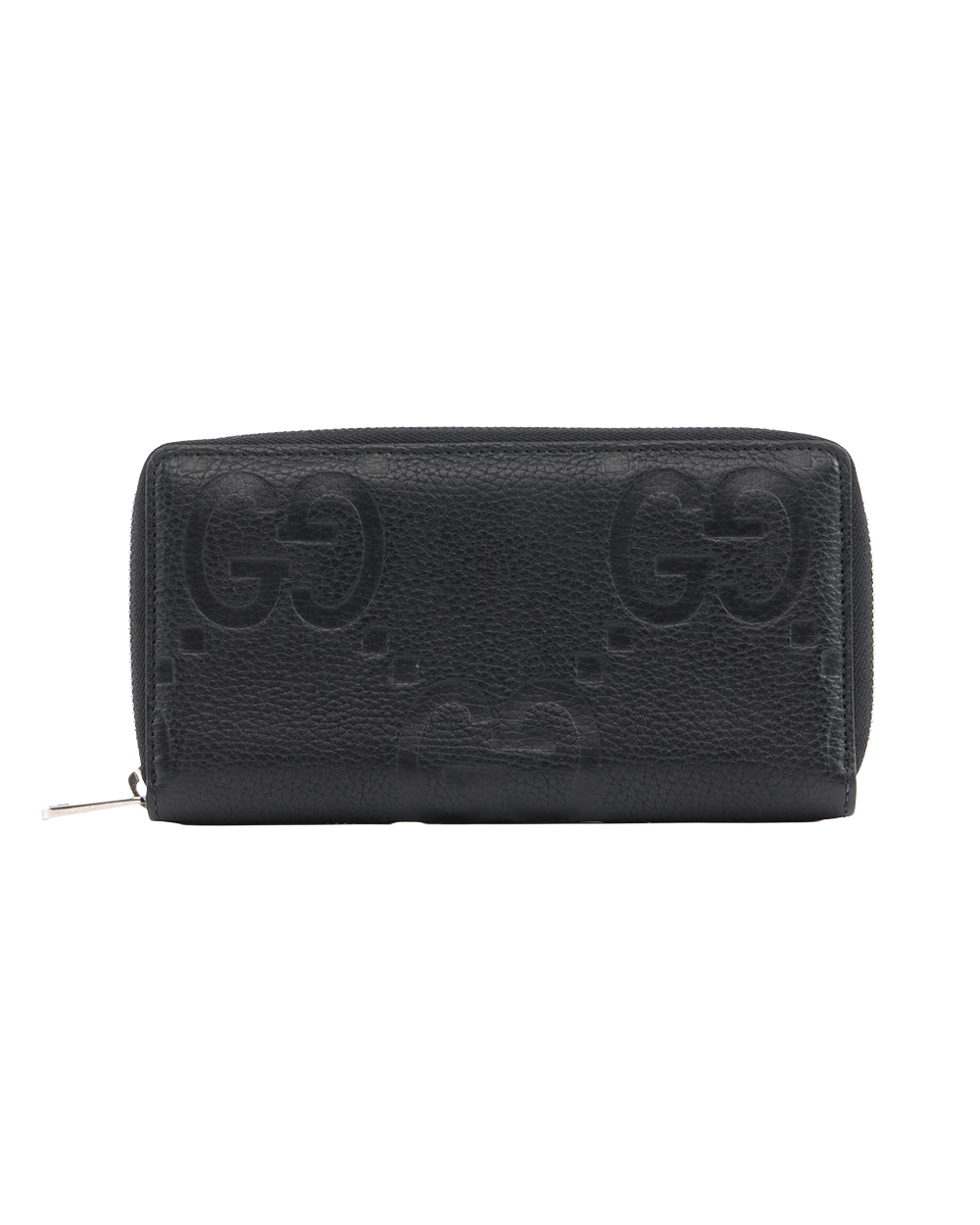 BA253960 GUCCI JUMBO GG ZIP AROUND LONG BLACK GG EMBOSSED SHW 739484 2149
