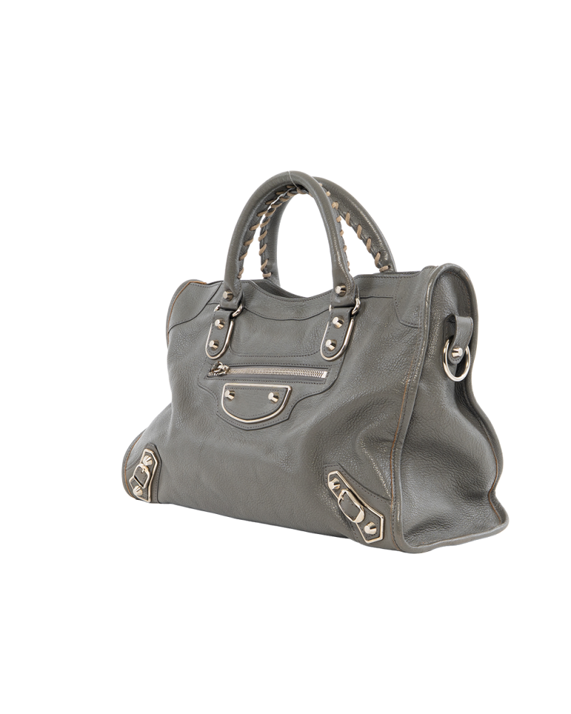 BALENCIAGA CITY CLASSIC MEDIUM GRAY LIGHT GRAY CALF SHW 390154 1360 C 535269 4084