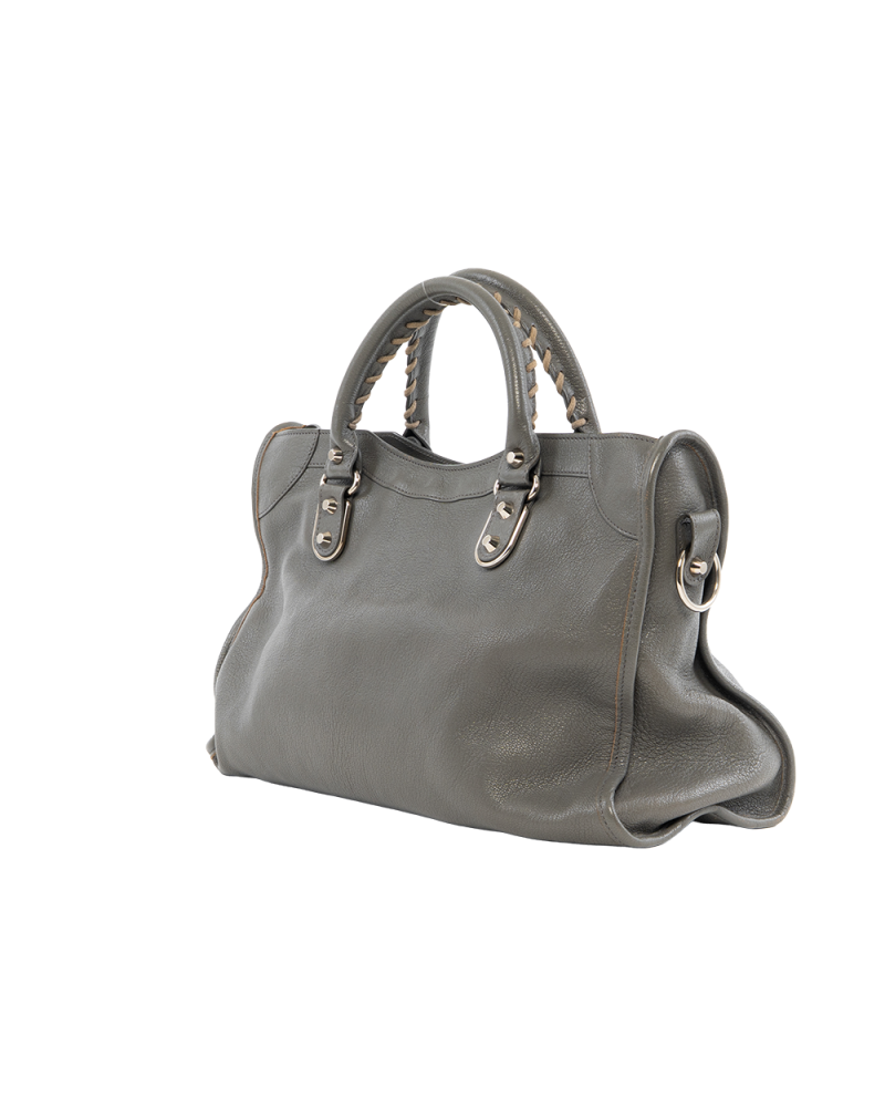 BALENCIAGA CITY CLASSIC MEDIUM GRAY LIGHT GRAY CALF SHW 390154 1360 C 535269 4085