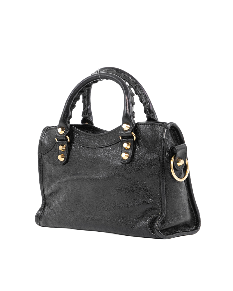 BALENCIAGA CITY CLASSIC MINI BLACK CALF GHW 00295 1000 A 528147 0639