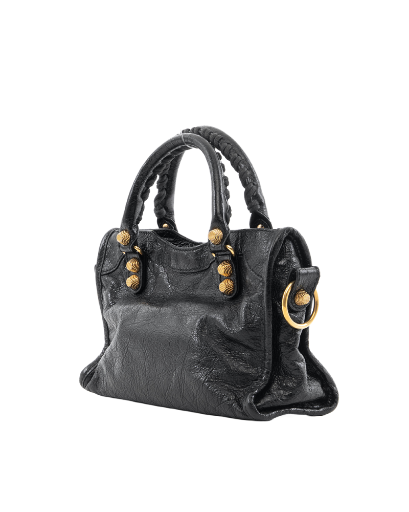 BALENCIAGA CITY CLASSIC MINI BLACK CALF GHW 527277 0715