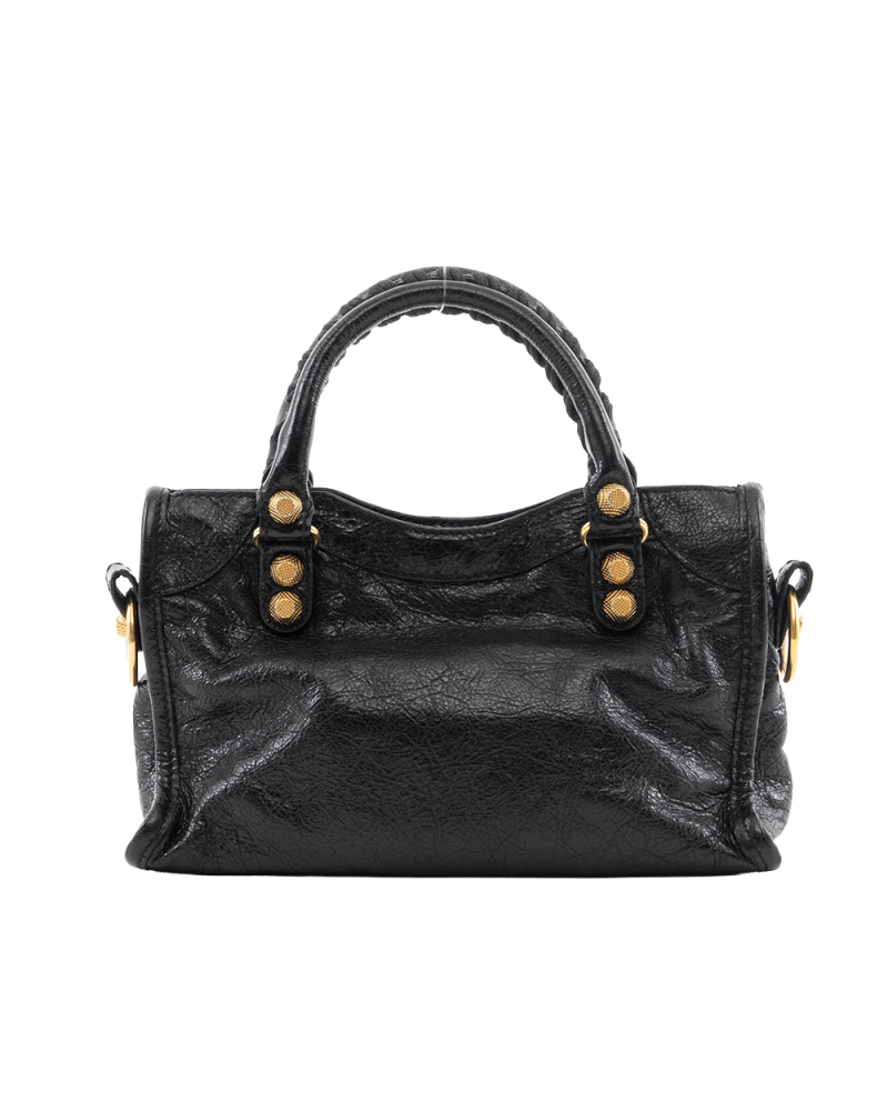 BALENCIAGA CITY CLASSIC MINI BLACK CALF GHW 527277 0716
