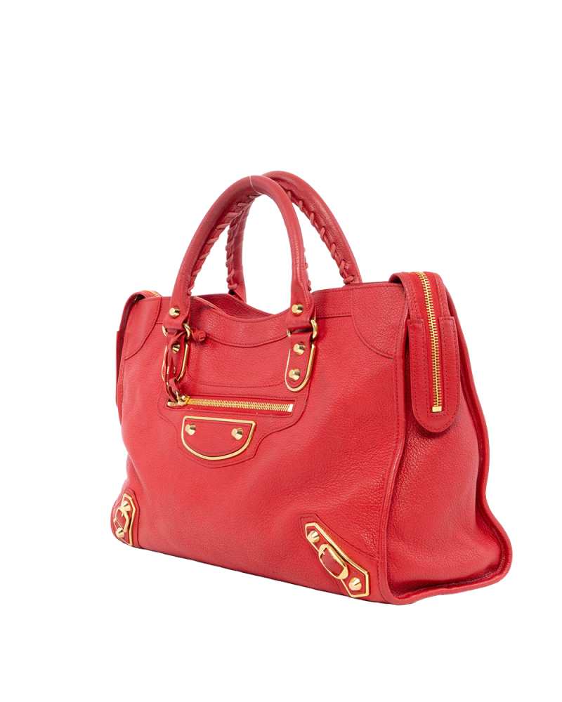 BALENCIAGA CITY EDGE MEDIUM RED CALF GHW 535269 02300