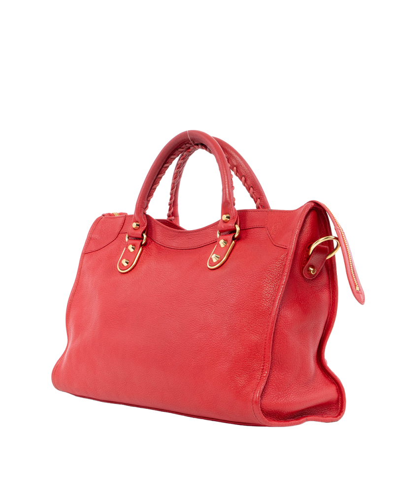 BALENCIAGA CITY EDGE MEDIUM RED CALF GHW 535269 02301