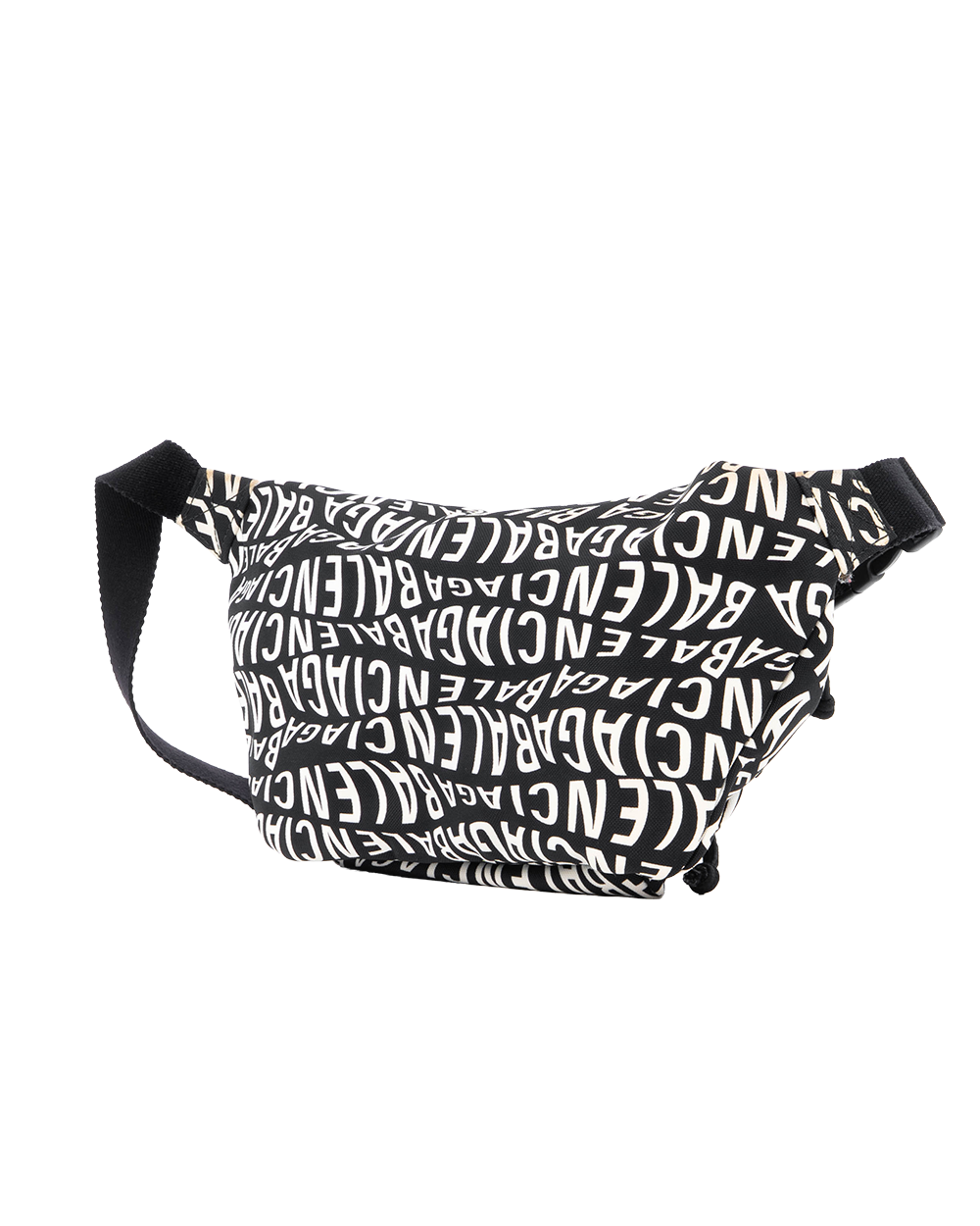 BALENCIAGA WHEEL BELT BAG BLACK WHITE NYLON SHW 53890 1000 W 0122