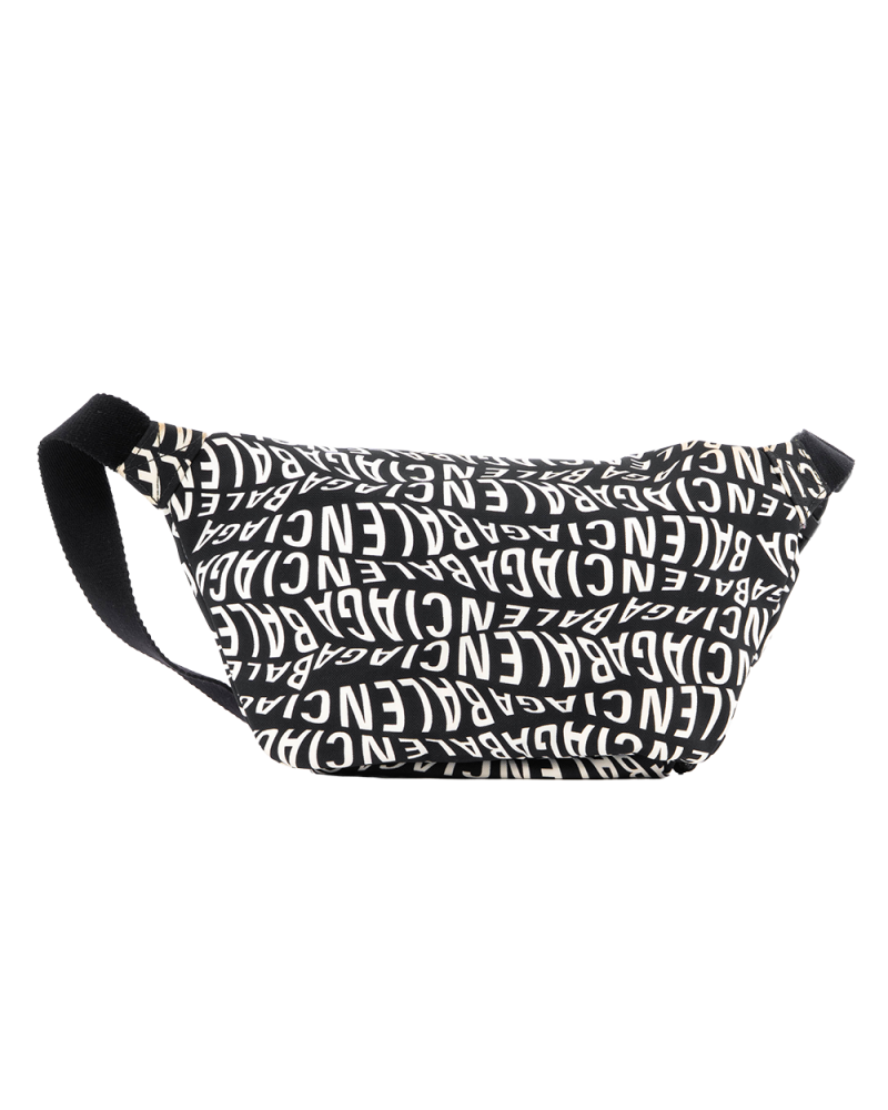 BALENCIAGA WHEEL BELT BAG BLACK WHITE NYLON SHW 53890 1000 W 0123