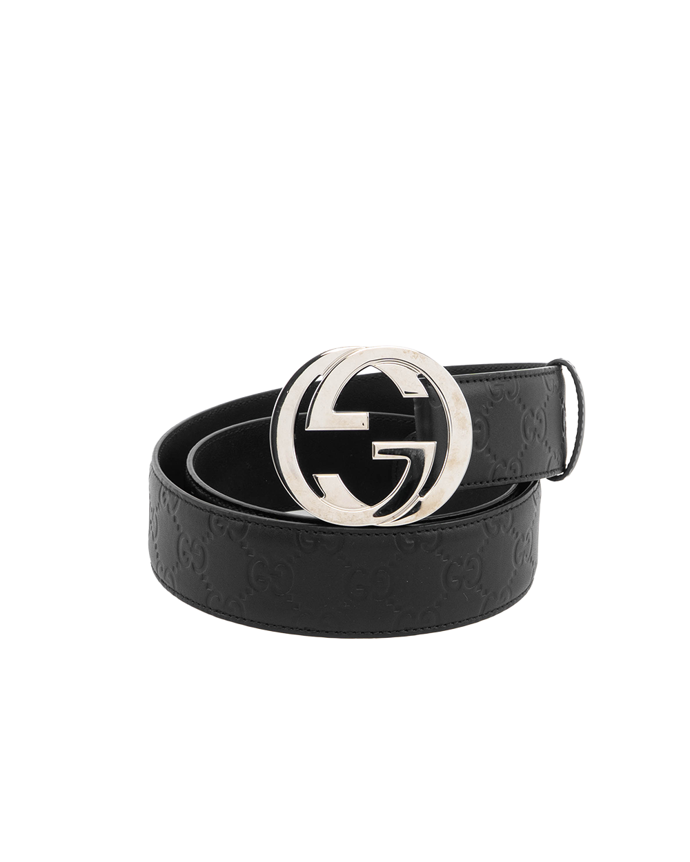 BB251551 GUCCI BELT INTERLOCK 4 CM 90 BLACK GG MONOGRAM CALF SHW 214351
