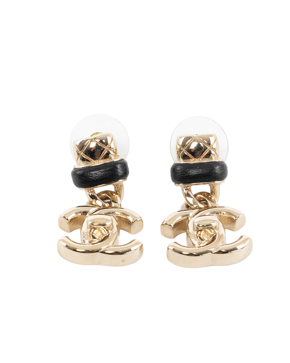 BB251747 CHANEL CC TURNLOCK DROP EARRINGS 1.5 CM BLACK GHW