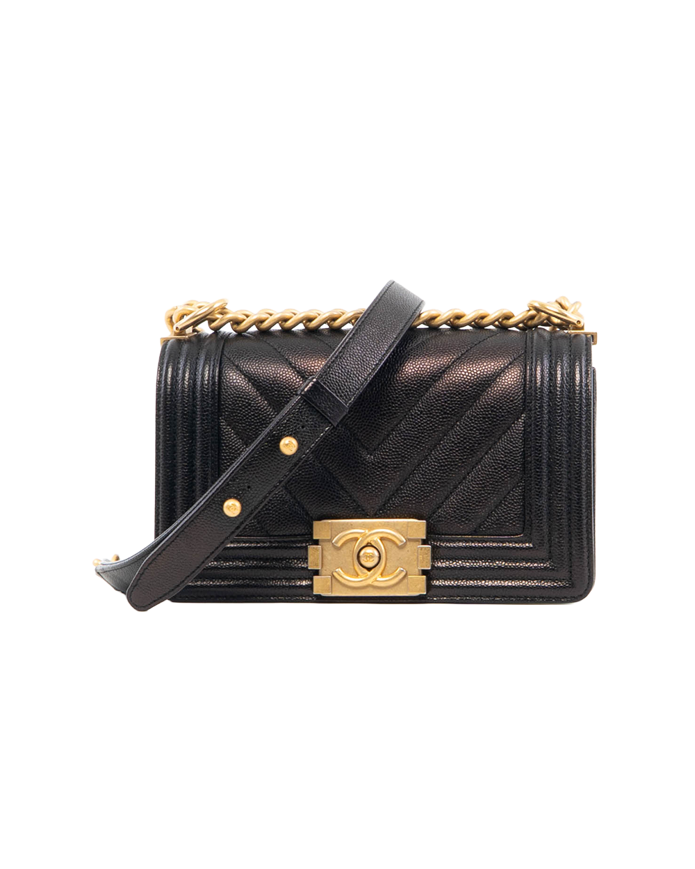 BB251956 CHANEL BOY 8 BLACK CAVIAR CHEVRON GHW 24888429