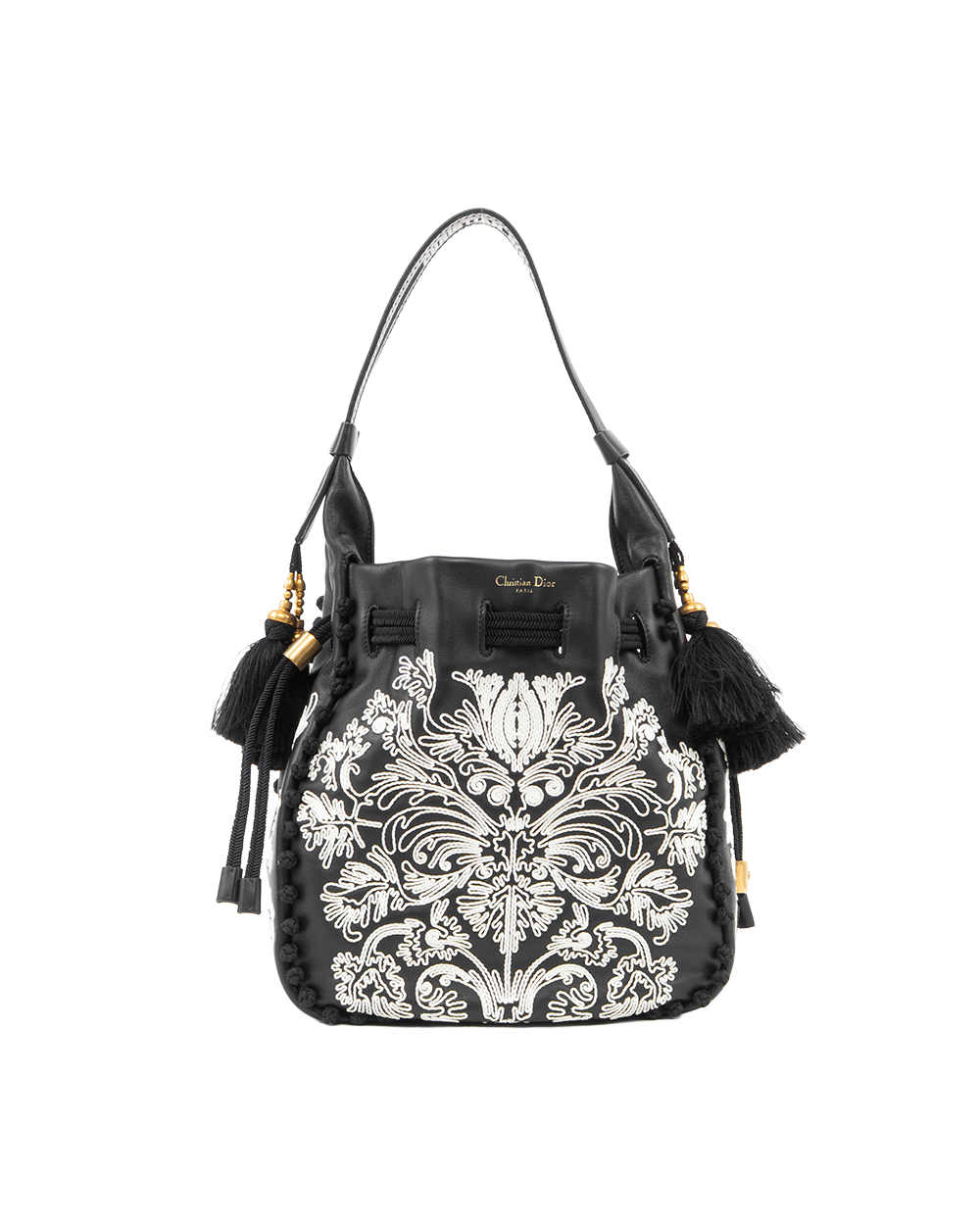 BB252055 DIOR ORNAMENTAL CORNELY HOBO BAG BLACK LAMB GHW 01 RU 1202