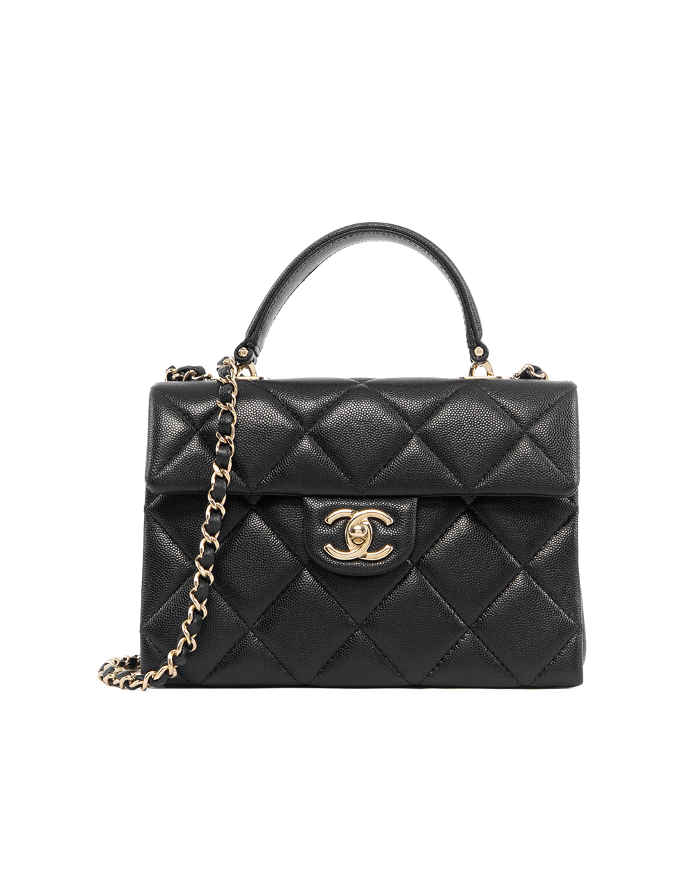 BB252091 CHANEL 24P TOP HANDLE 8.5 BLACK CAVIAR GHW GKGX02EE