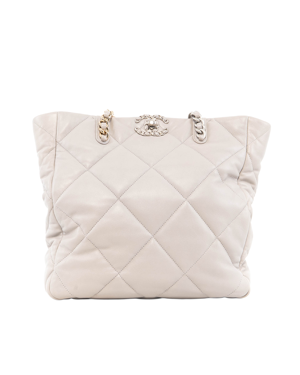BB252130 CHANEL 19 SHOPPING BAG MEDIUM GRAY LAMB GHW SHW L9HXTEX0