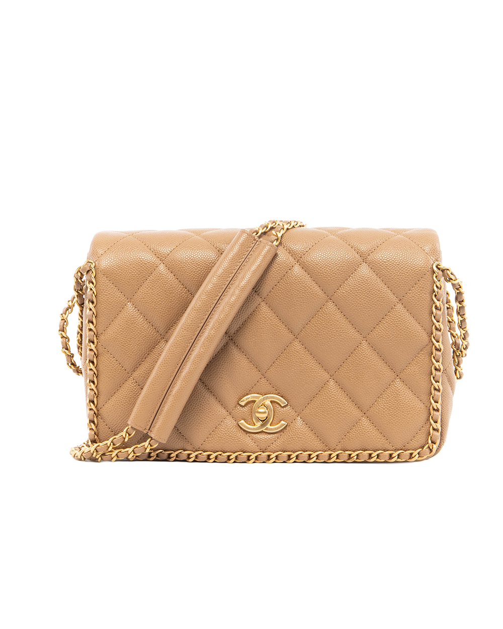 BB252132 CHANEL NEVER ENDING CHAIN 10 BEIGE CAVIAR GHW H7NCX3T0