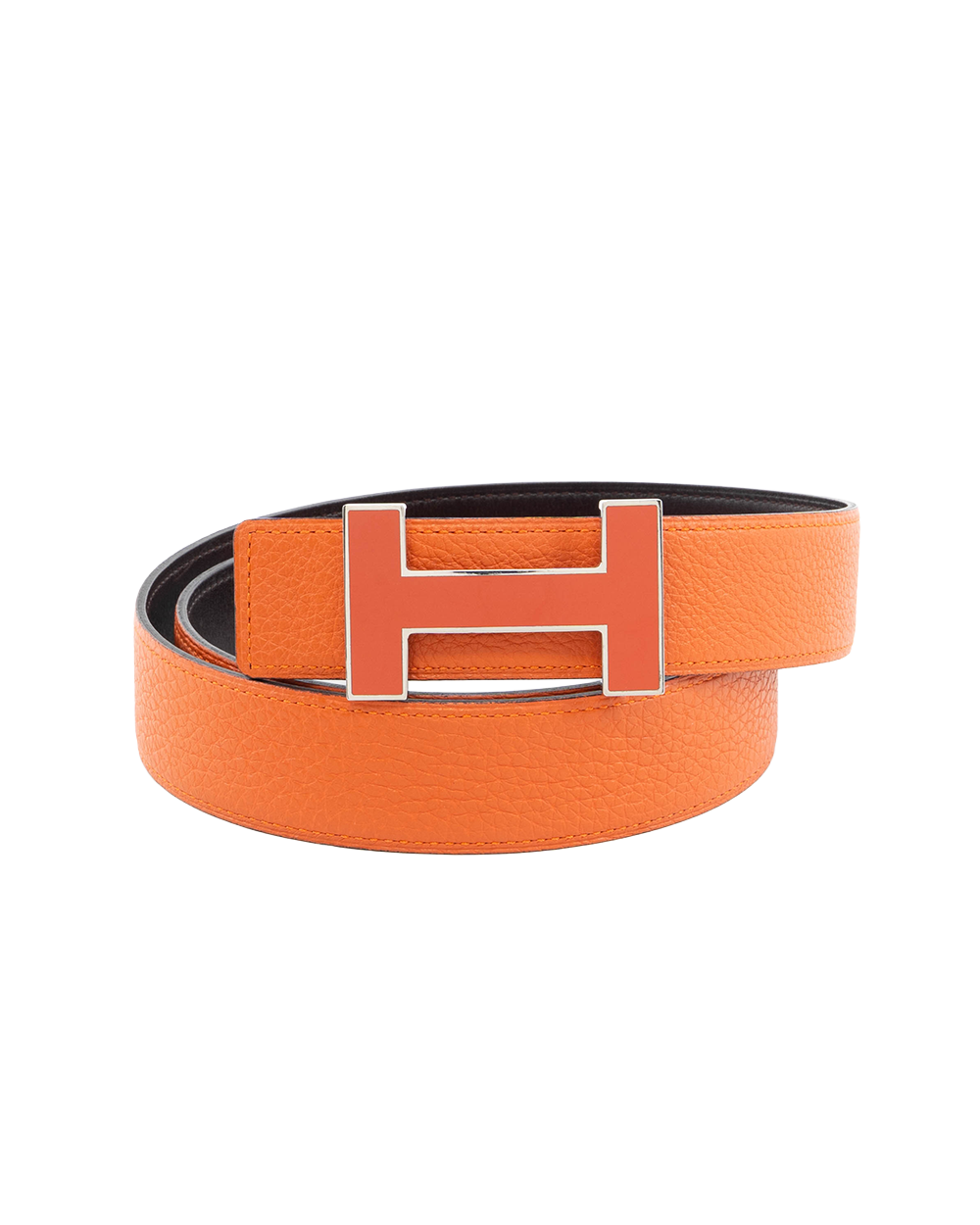BB252150 HERMES BELT 32 MM 95 ORANGE NOIR SHW