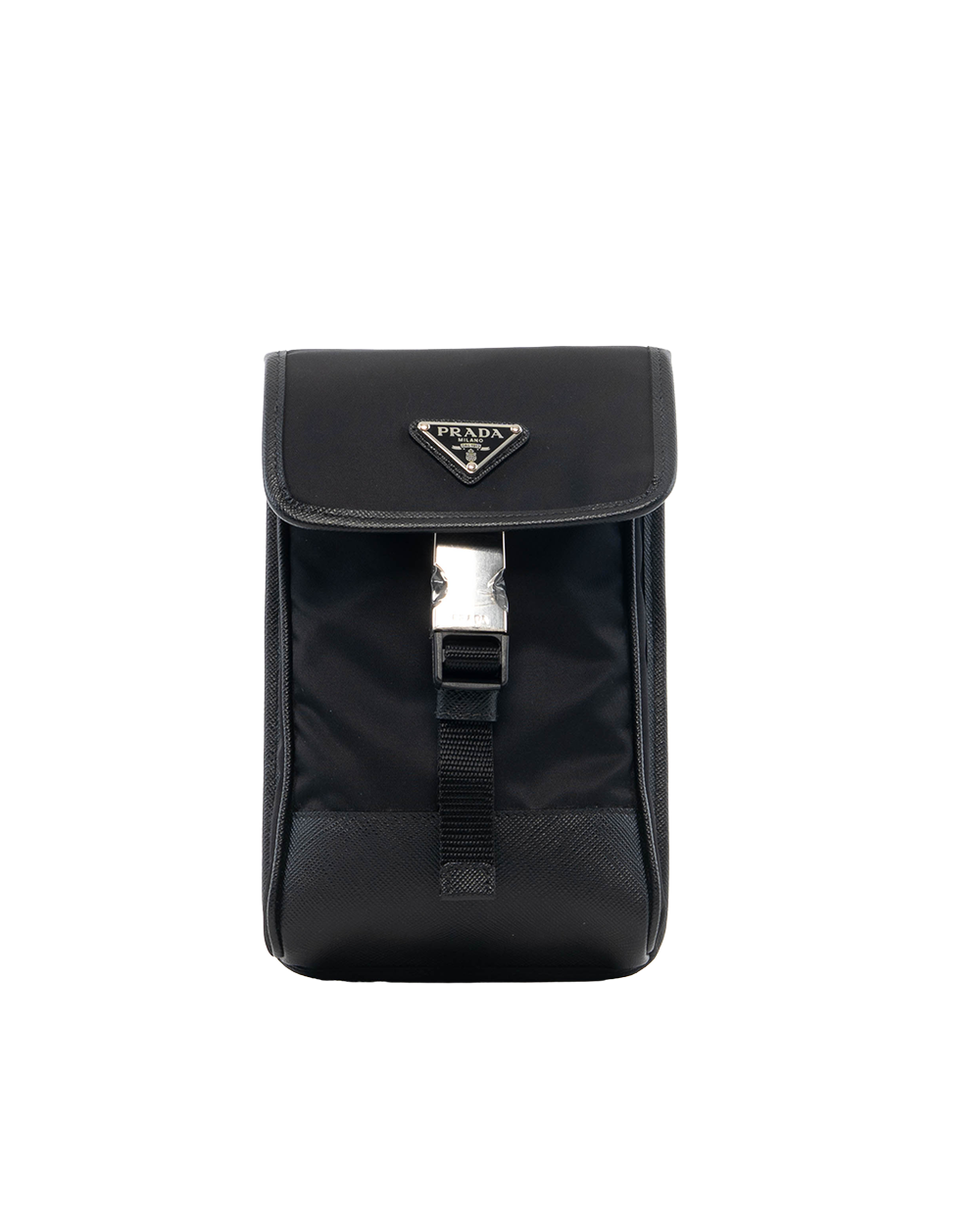 BB252164 PRADA PHONE TOTE NECK STRAP BLACK NYLON SHW MICROCHIP