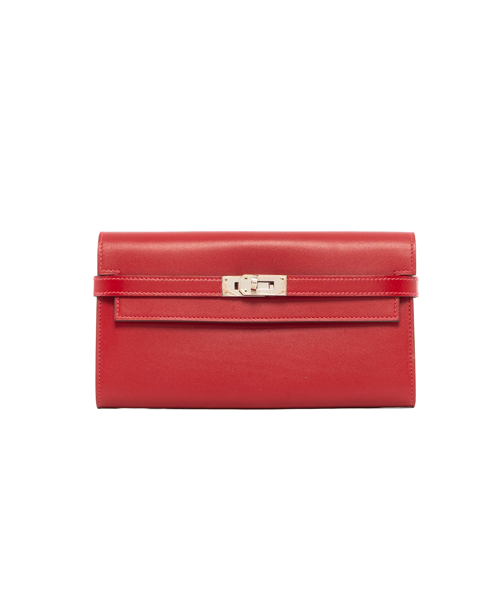 BB252210 HERMES KELLY WALLET LONG RED CALF GHW A AI 011 SF