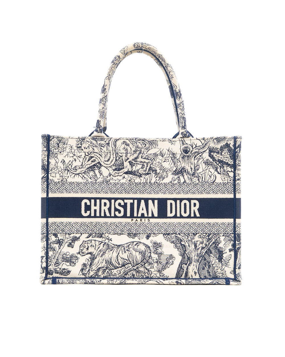 BB252220 DIOR BOOK TOTE MEDIUM WHITE NAVY TOLIE DE JOUY EMBROIDERY JACQUARD 50 MA 0222