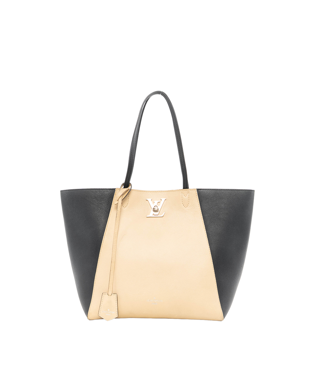 BB252259 LV LOCKME CABAS MM BEIGE BLACK CALF SHW
