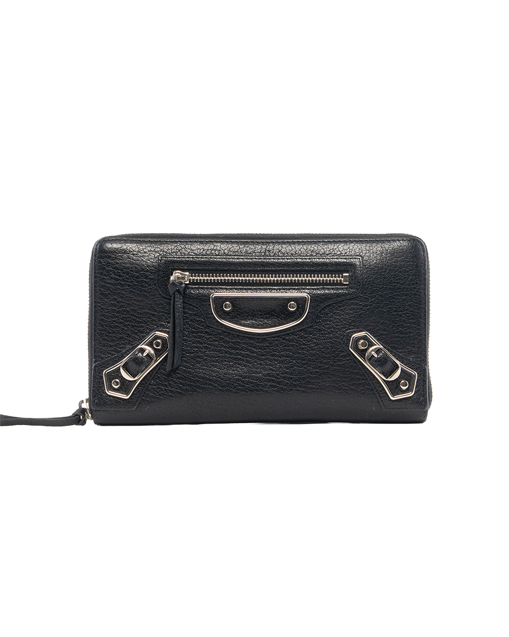 BB252273 BALENCIAGA AROUND ZIPPY WALLET LONG BLACK CALF SHW