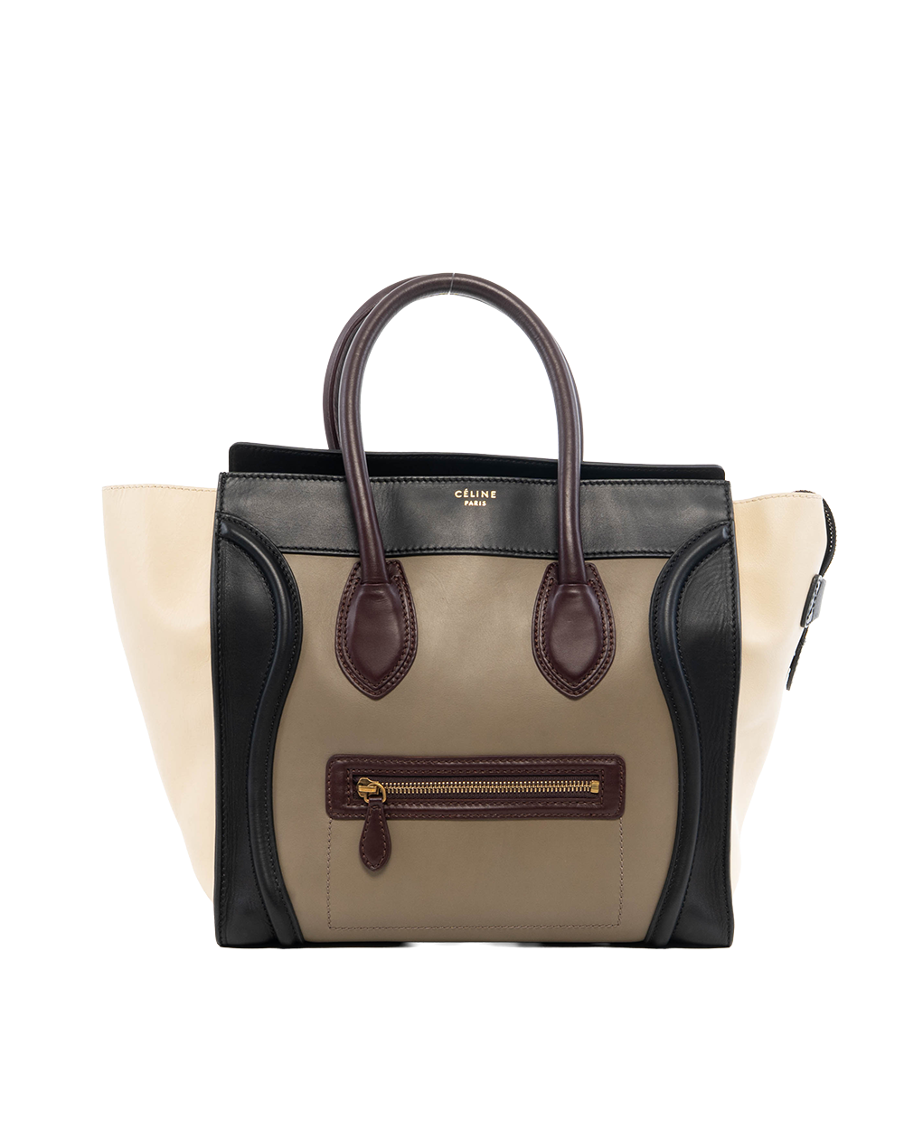 BB252291 CELINE LUGGAGE LARGE BLACK BEIGE CALF GHW W AT 0181 F PA 0181