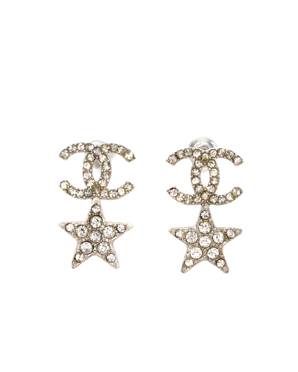 BB252299 CHANEL CC LOGO CRYSTAL STAR 1 CM SILVER CRYSTAL SHW