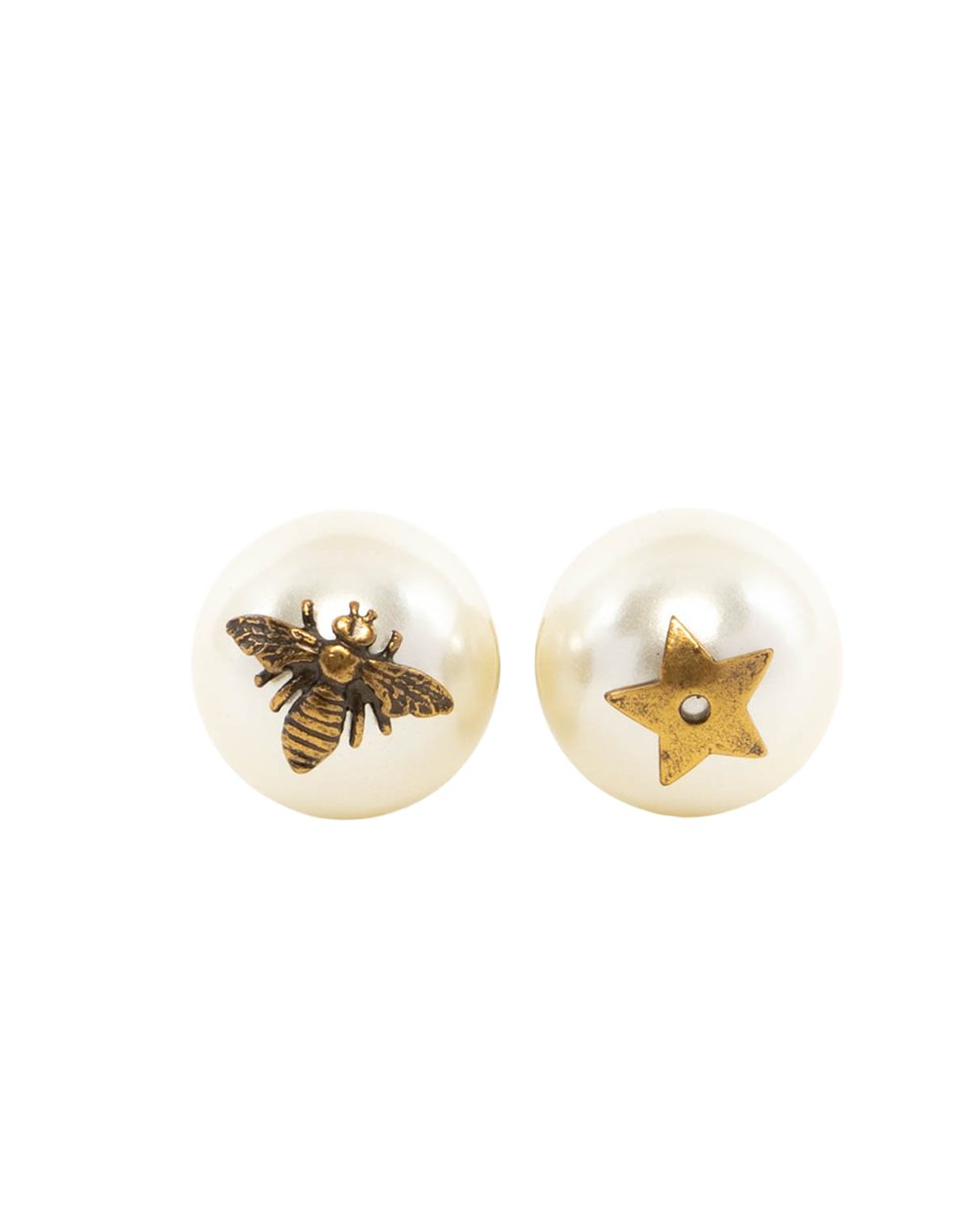 BB252300 DIOR PEARL TRIBALES BEE AND STAR 1.5 CM GOLD PEARL GHW