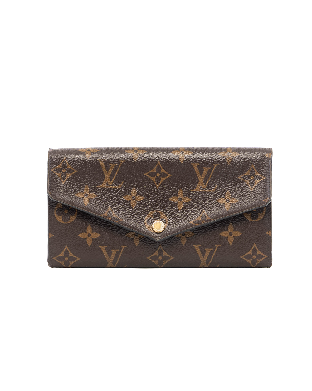 BB252342 LV SARAH WALLET LONG BROWN MONOGRAM CANVAS GHW MICROCHIP