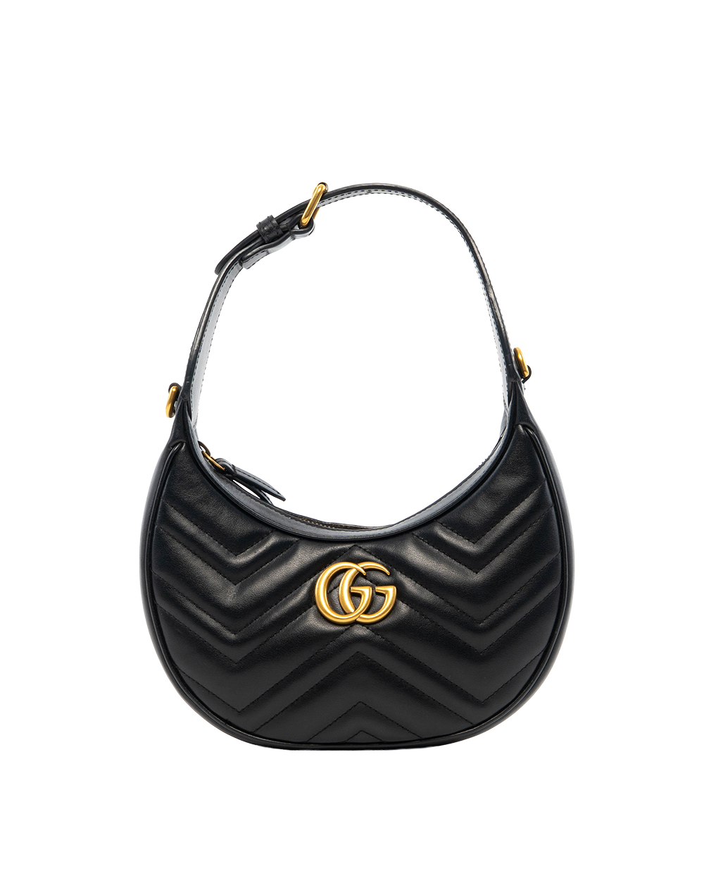 BB252407 GUCCI MARMONT HALF MOON BLACK CALF GHW 699514 2349