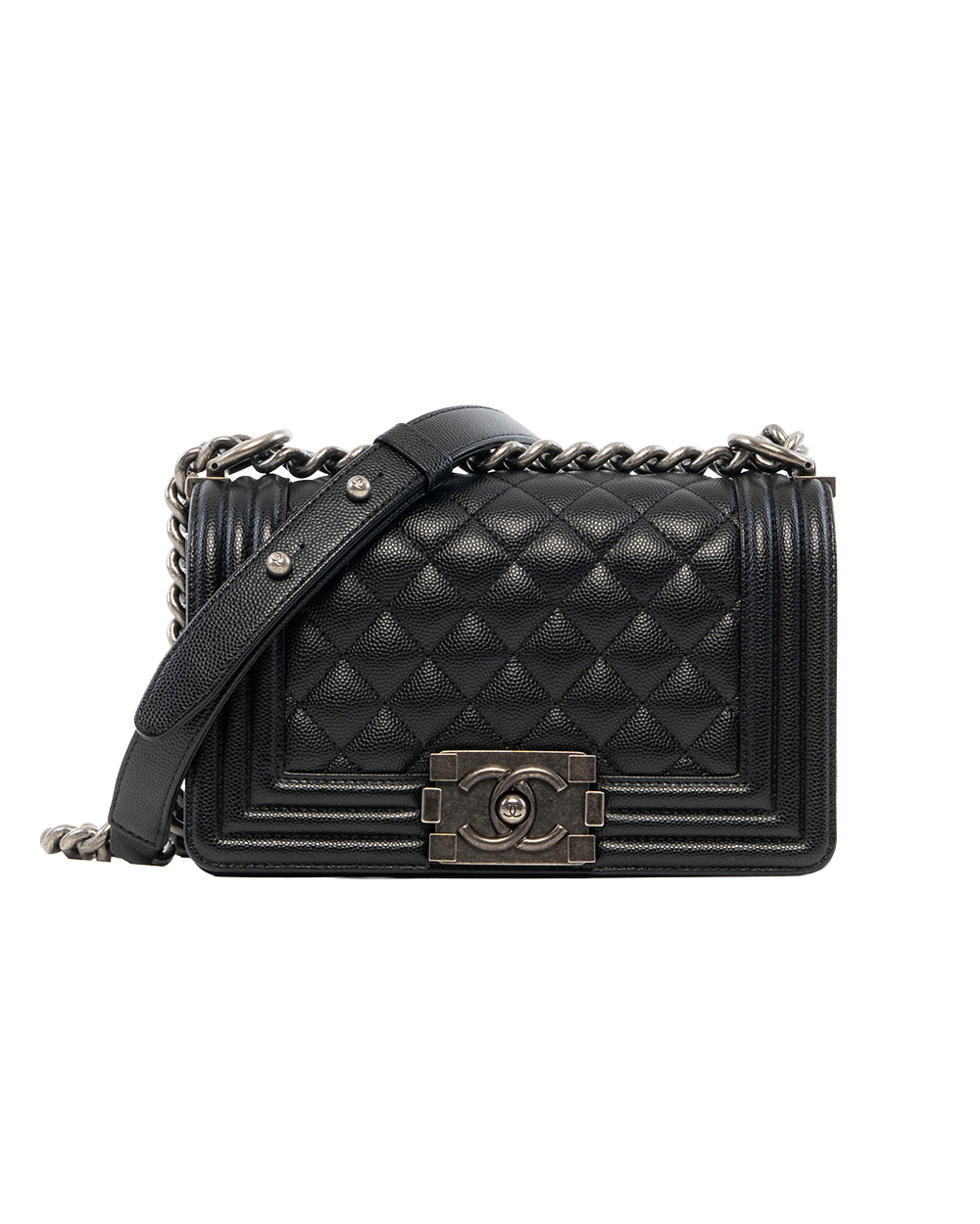 BB252433 CHANEL BOY 8 BLACK CAVIAR BHW 27704347