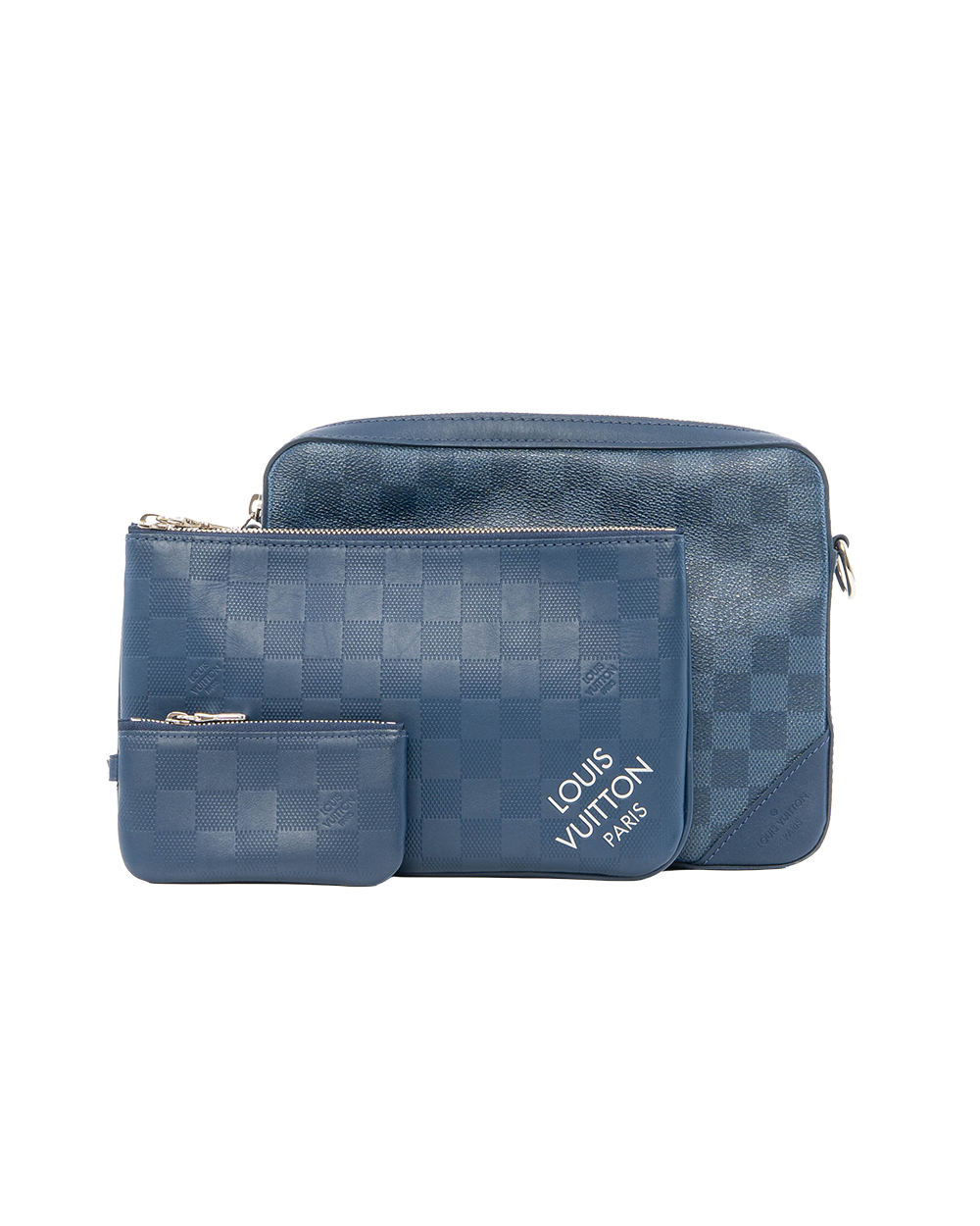 BB252441 LV TRIO MESSENGER BLUE NAVY DAMIER CANVAS SHW MICROCHIP