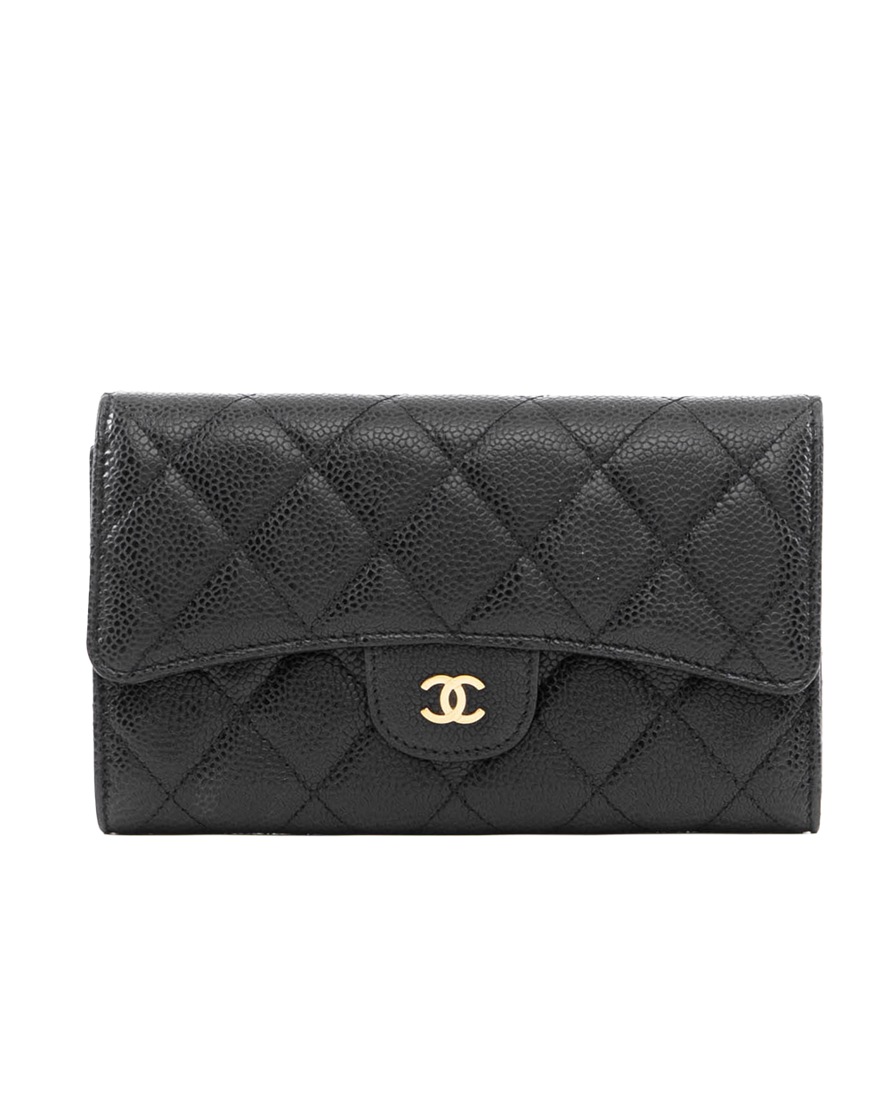BB252447 CHANEL TRI FOLD WALLET LONG BLACK CAVIAR SHW 18075523