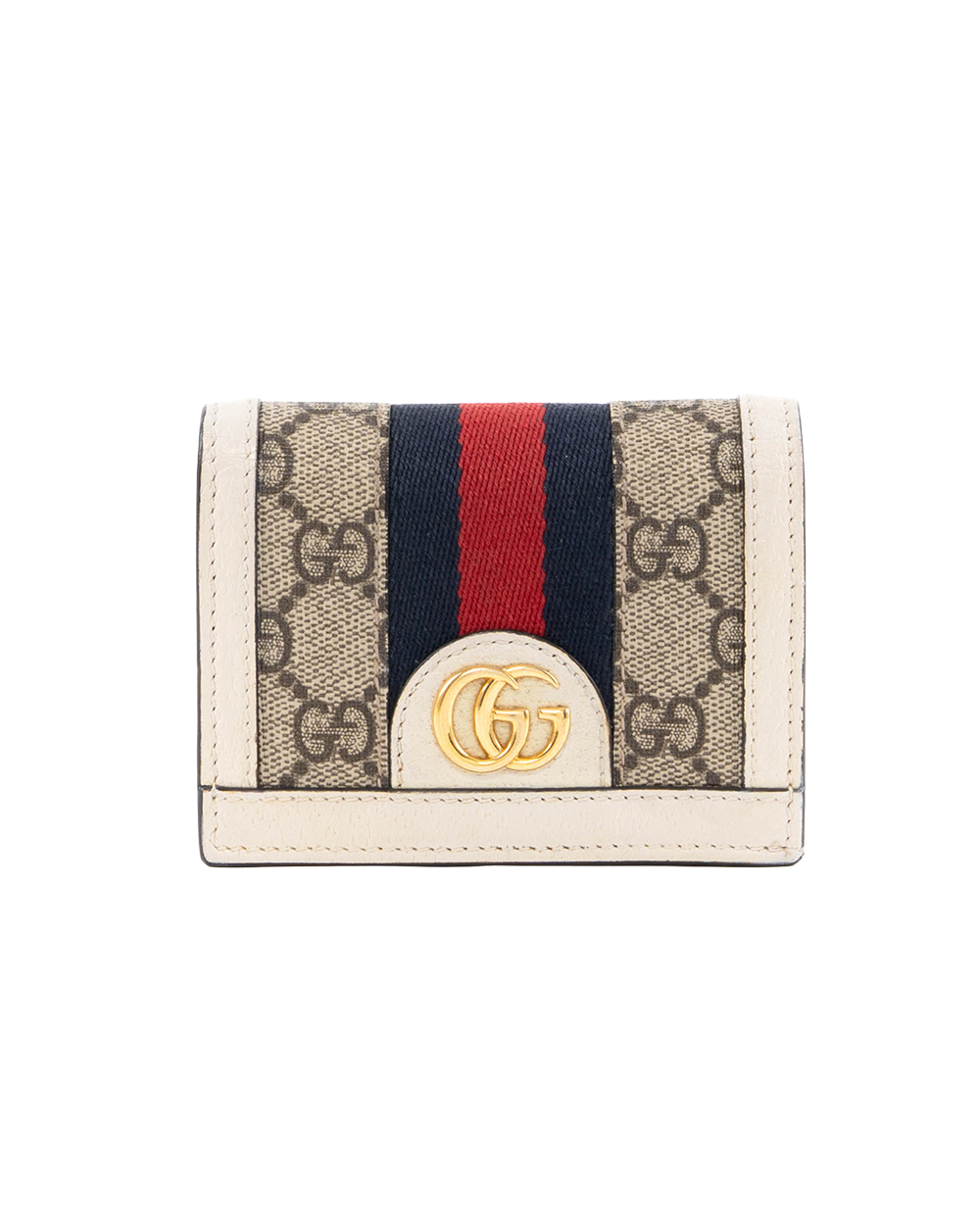 BB252462 GUCCI BI FOLD WALLET OPHIDIA SHORT WHITE GG MONOGRAM CANVAS GHW 523155 0416