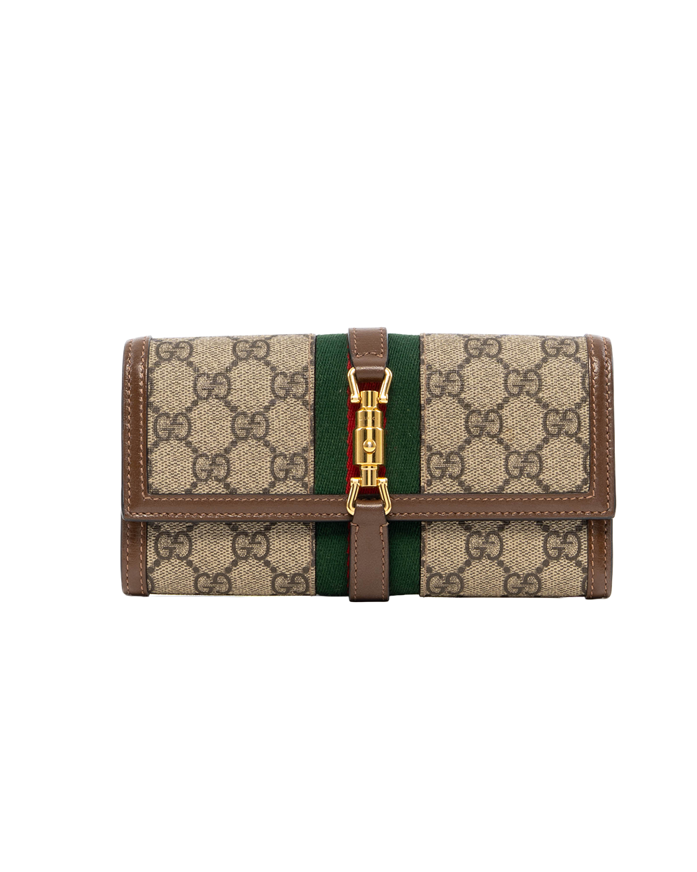 BB252475 GUCCI JACKIE 1961 WOC LONG BROWN RED GREEN GG MONOGRAM CANVAS GHW 652681 0416