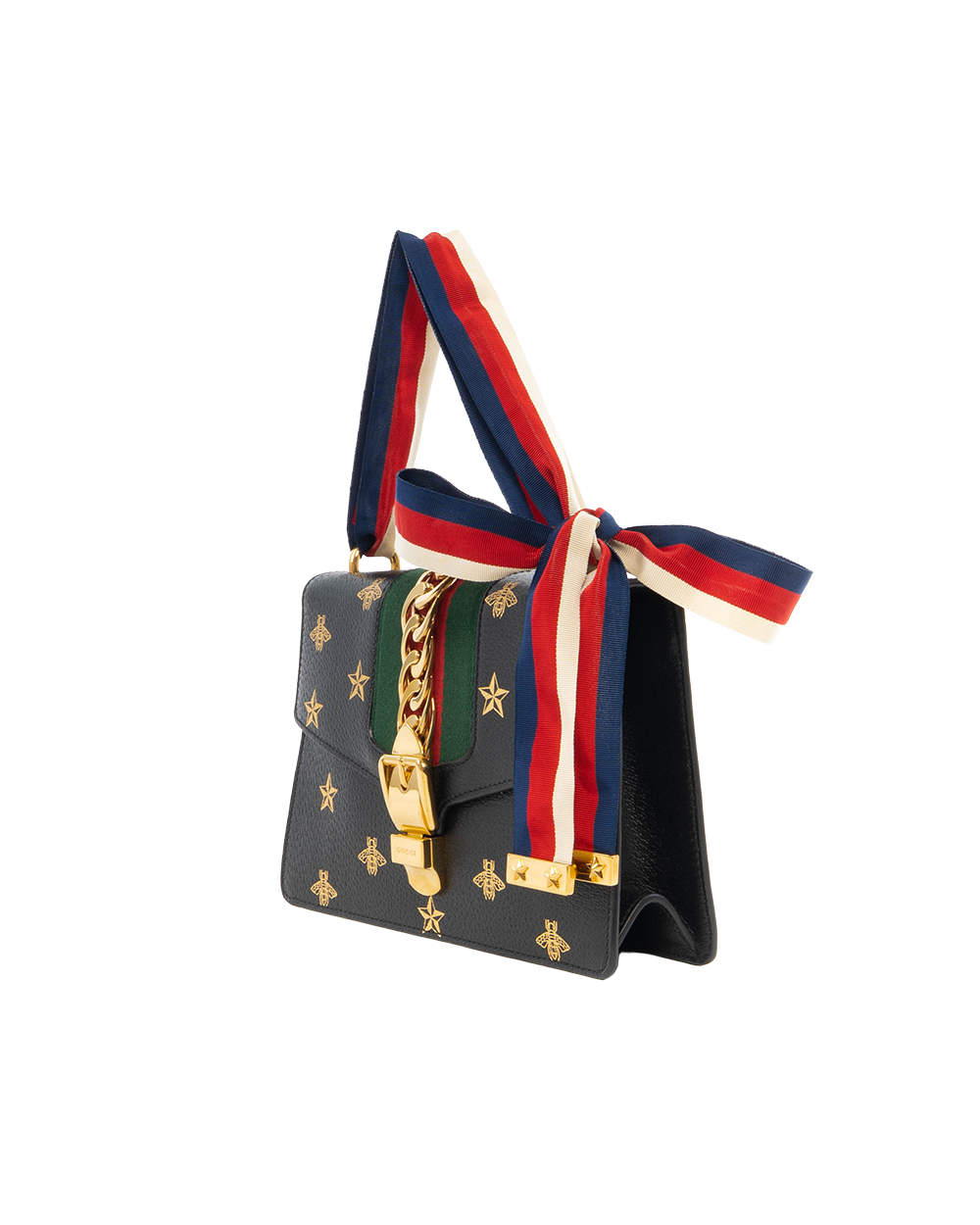 BB252778 GUCCI SYLVIE BEE STAR SMALL BLACK RED GREEN CALF GHW 524405 493375
