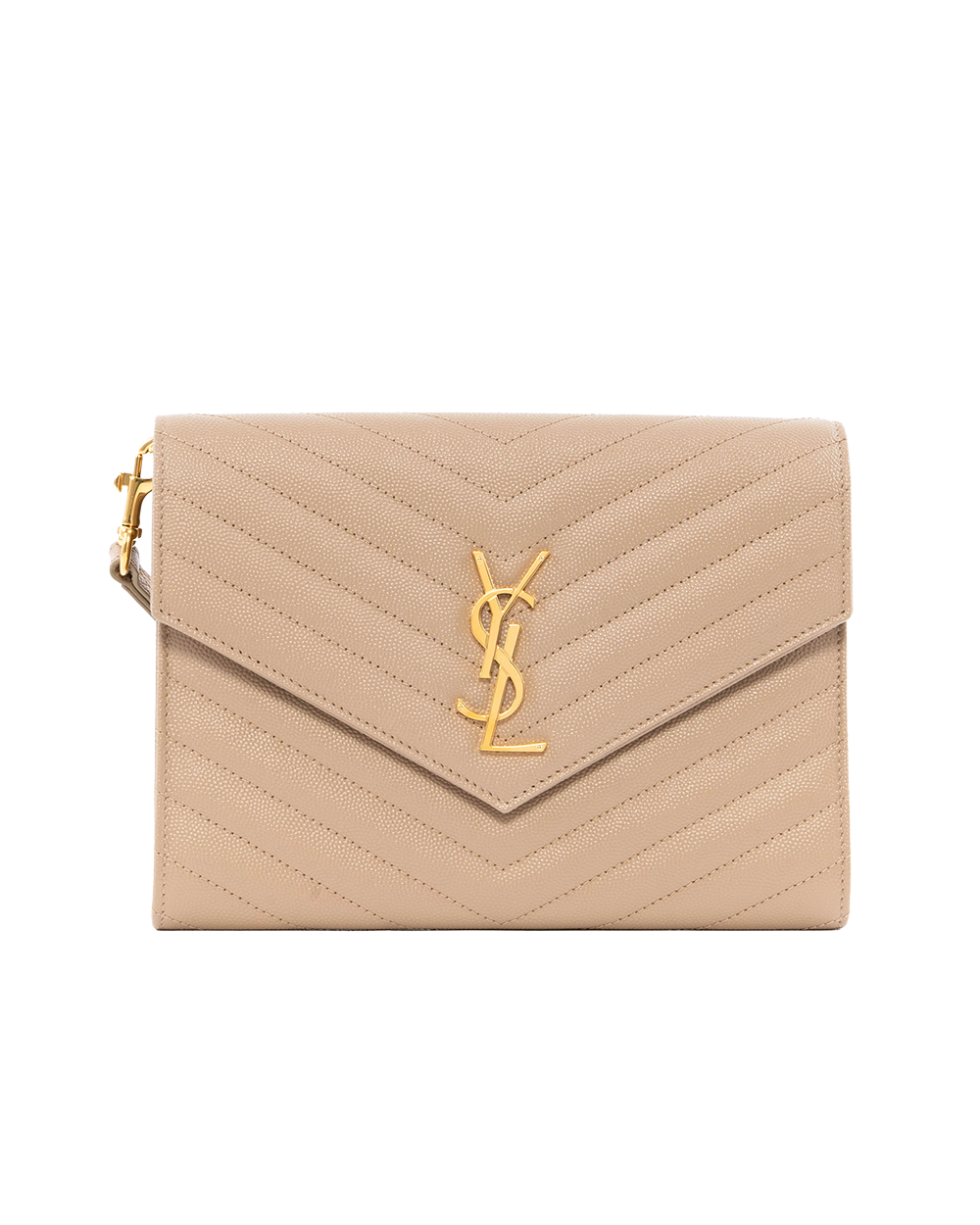 BB252790 YSL CLUTCH BEIGE CHEVRON GHW ALM 617662 0120