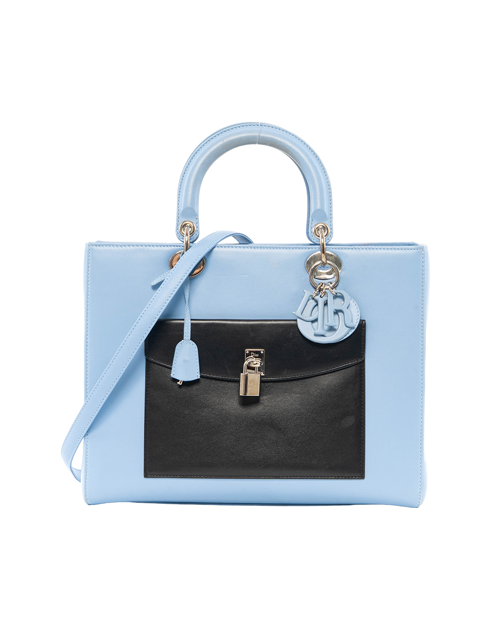 BB252829 DIOR LADY L FORNT POCKET MEDIUM BLUE BLACK CALF SHW 18 MA 0154