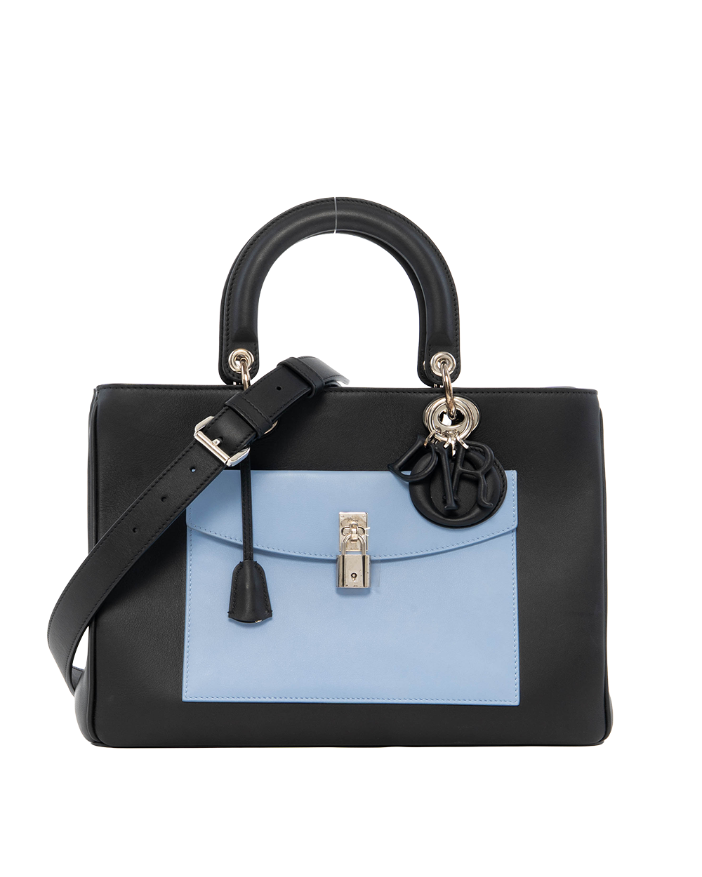 BB252830 DIOR LADY L FORNT POCKET MEDIUM BLACK BLUE CALF SHW