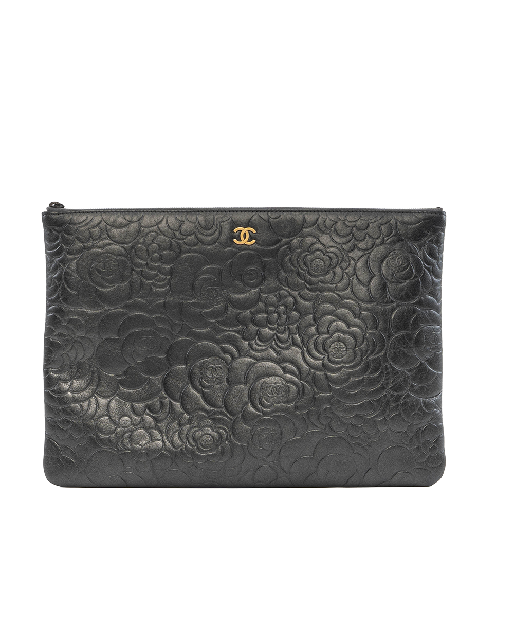 BB252832 CHANEL CAMELLIA CLUTCH BLACK LAMB GHW