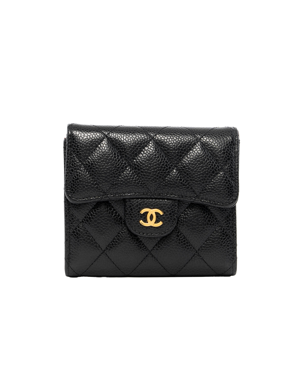 BB252966 CHANEL TRI FOLD WALLET BLACK CAVIAR GHW 31422639