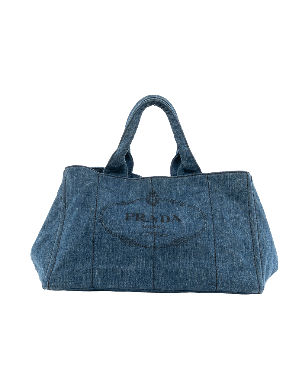 BB253000 PRADA CANAPA TOTE GM BLUE DENIM GHW
