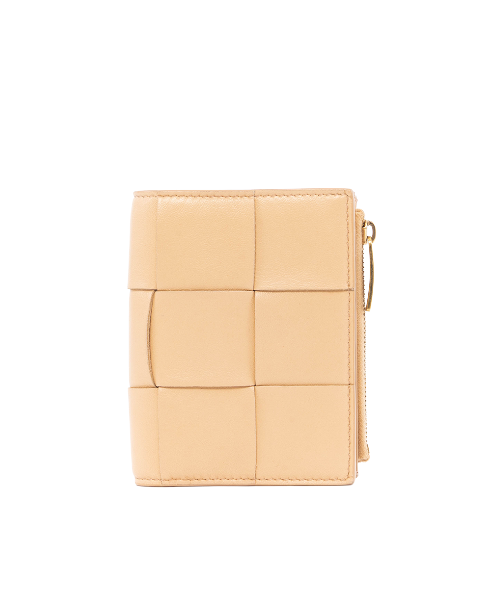 BB253019 BOTTEGA INTRECCIATO ZIPPY WALLET SHORT BEIGE CALF GHW P022178934