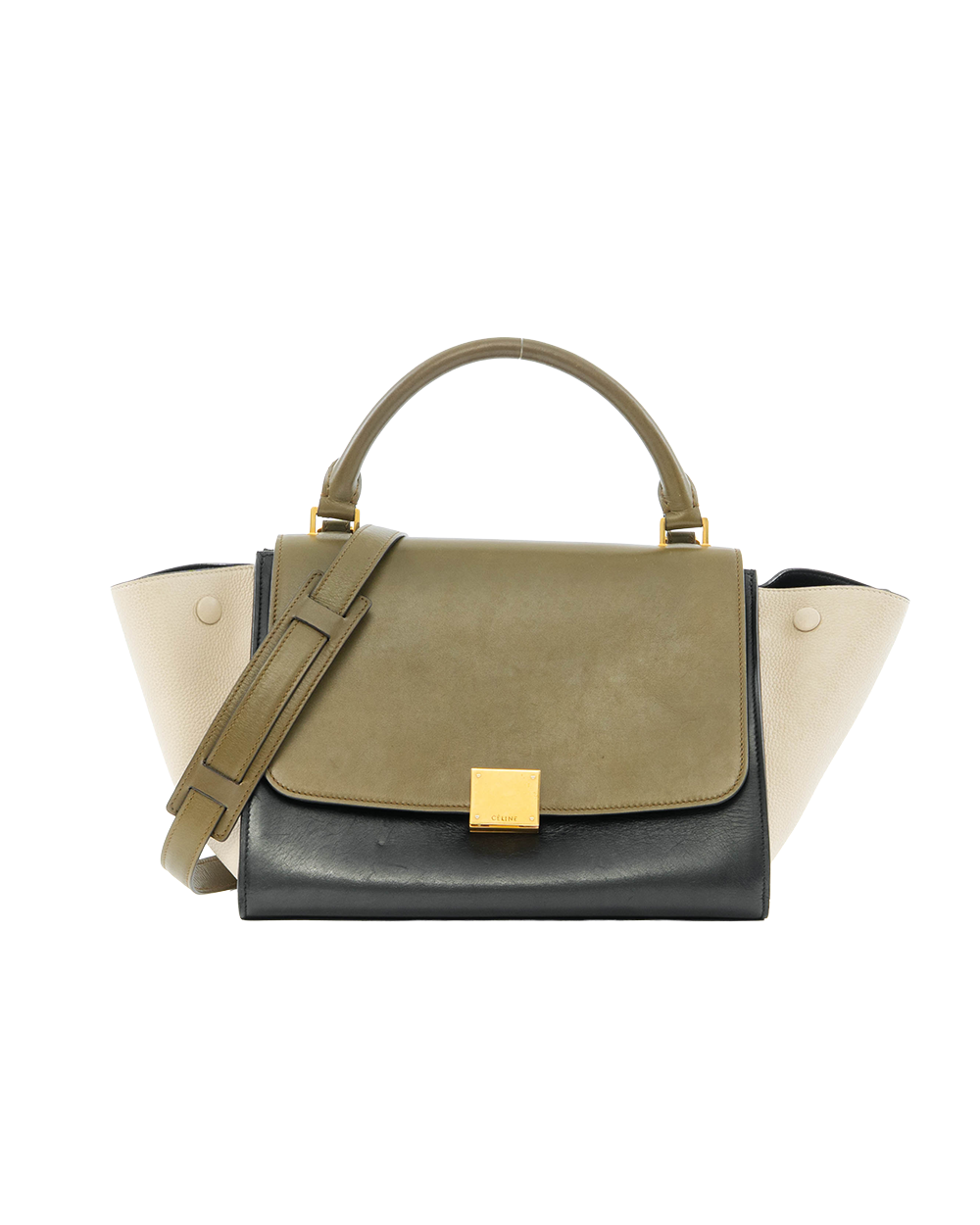BB253026 CELINE TRAPAZE SMALL GREEN BLACK CALF GHW F GA 1176