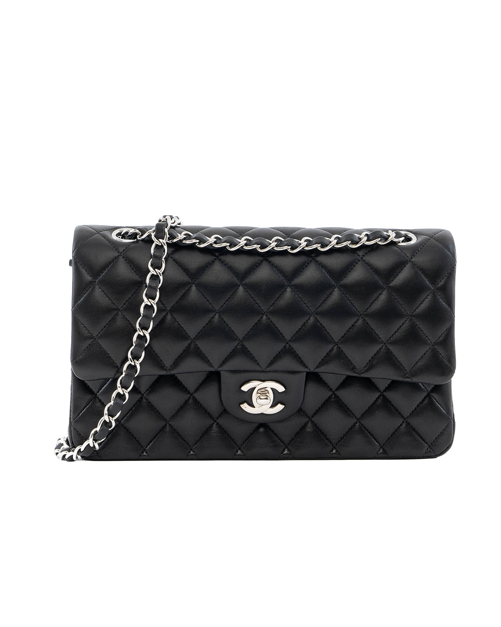 BB253204 CHANEL CLASSIC 10 BLACK LAMB SHW GXCK46G8