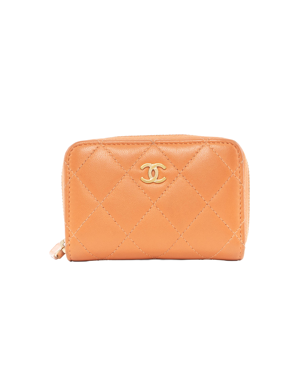 BB253236 CHANEL CARD HOLDER SHORT ORANGE CALF GHW U7NPA0NC