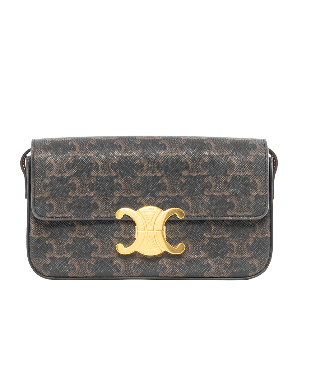 BB253294 CELINE CLAUDE TRIOMPHE BROWN TAN CANVAS GHW