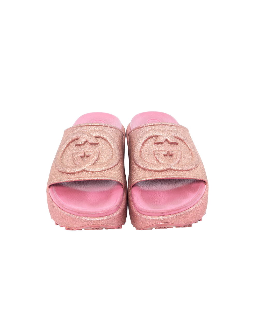 BB253349 GUCCI INTERLOCKING G SUDE 36 PINK METTALLIC ROSE RUBBER 725541