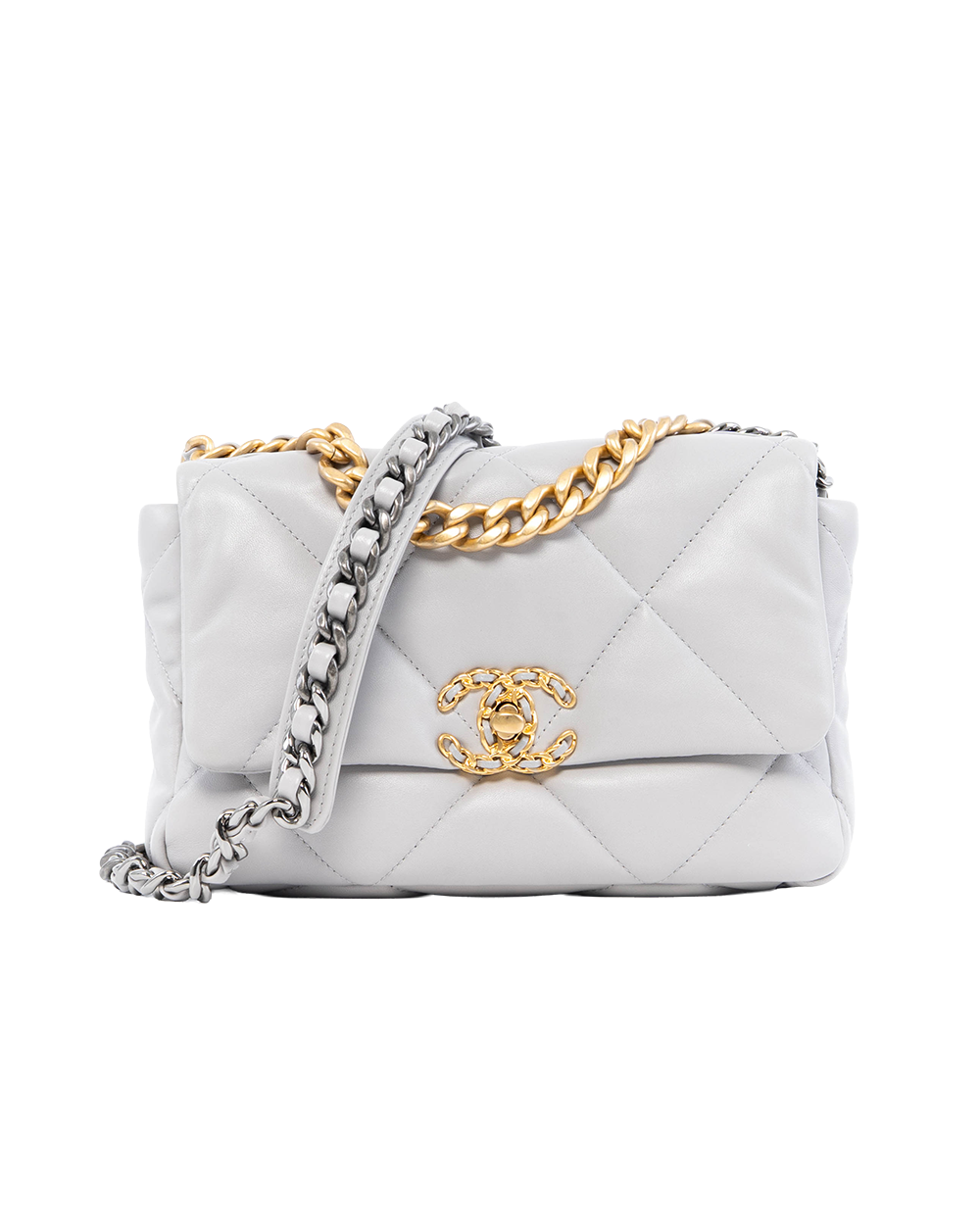 BB253387 CHANEL FLAP 19 26 GRAY LAMB GHW RHW GJGX183H