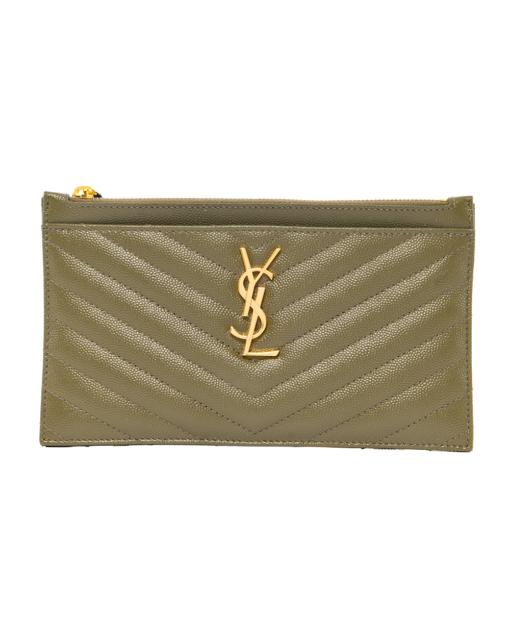 BB253391 YSL BILL POUCH GREEN CHEVRON GHW TGN636312 0321