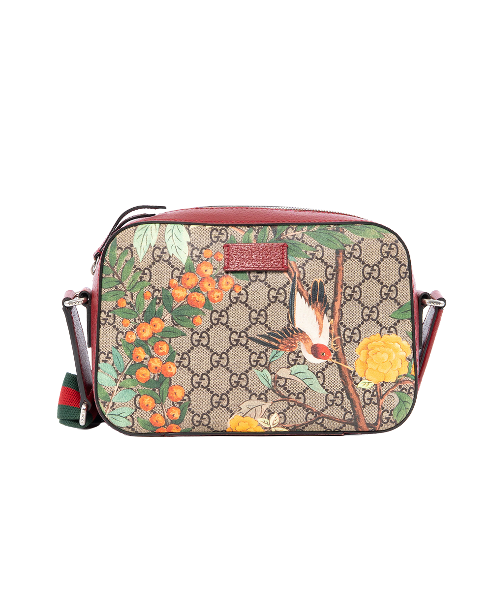 BB253398 GUCCI GG SUPREME TIAN CAMERA BAG BROWN RED GREEN YELLOW GG SUPREME MONOGRAM CANVAS GHW